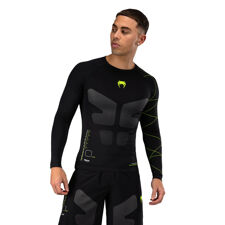 Venum Training Camp 4.0 Rashguard Long Sleeves Shirt, Black/Neon Green 
